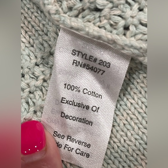 Cabi chunky knit sweater-short-mint-light‎ blue-NWOT-cotton-hook close NWOT - Picture 14 of 14